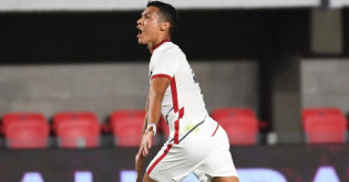 Mariano Peralta Bauer festeja su gol (@sanlorenzo)