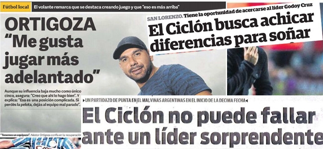 La prensa se refiri al partido que el Tomba y el Cicln disputarn en Mendoza.
