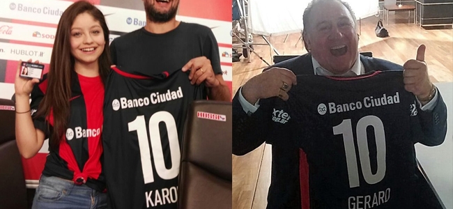 Sevilla y Depardieu con la camiseta dedicada.