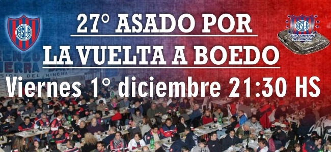El viernes 1 de diciembre habr un nuevo asado por la Vuelta a Boedo. (SCH CASLA)