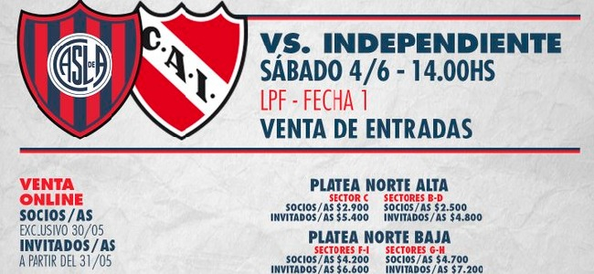 lanzamiento Inspector Ups San Lorenzo y la venta de entradas ante Independiente - Mundo Azulgrana -  San Lorenzo