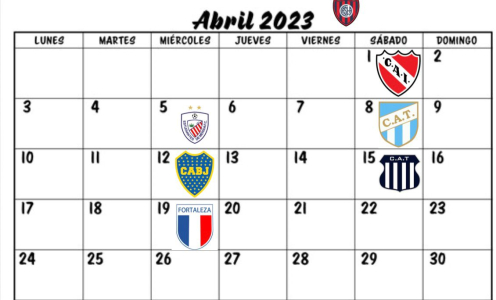 Calendario de San Lorenzo en Abril. ( Fechas estimativas)