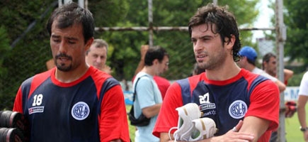 Leiva junto a Rusculleda en un entrenamiento del campeonato pasado